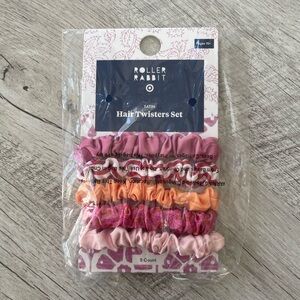 Roller Rabbit Satin Hair Twisters Set - Pink & Orange